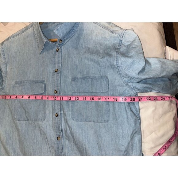 Equipment Femme Blue Delaney Chambray Button-Down Shirt Dress Women's Size L - Picture 5 of 9